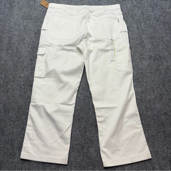 NWT Duluth Trading Pants Mens 40x30 White Everyday Carpenter Flex Relaxed Fit